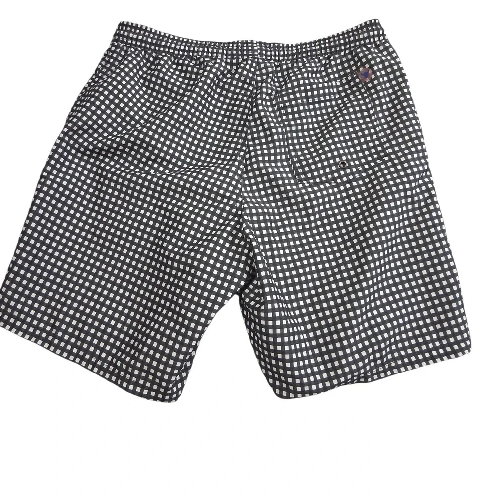 Beach Bros Swim Trunks Mens size Medium Gingham Drawstring Netted‎ 7.5